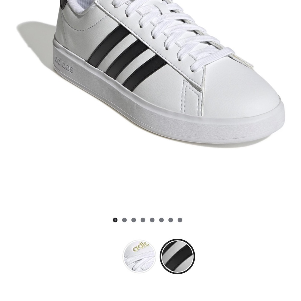 Adidas Grand Court Cloudfoam White Sneakers Black Stripes Size 6 New without Box - Picture 2 of 8